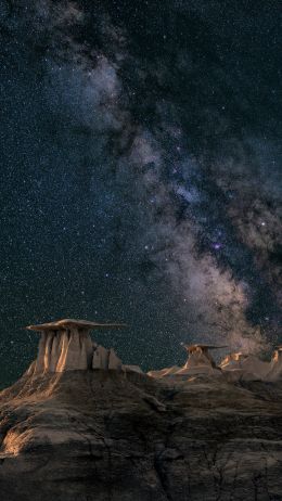 night, stars, rocks Wallpaper 720x1280