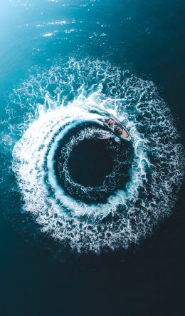 sea, circle, waves Wallpaper 600x1024