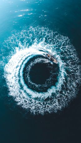 sea, circle, waves Wallpaper 640x1136