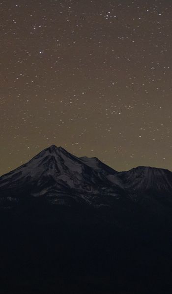 Обои 600x1024 горы, звездная ночь