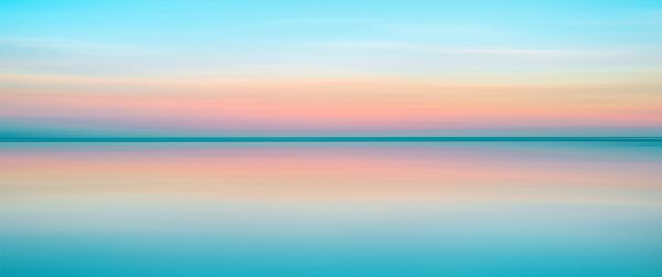 horizon, water, blue Wallpaper 3440x1440