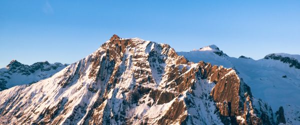 snowy mountains, sky Wallpaper 3440x1440