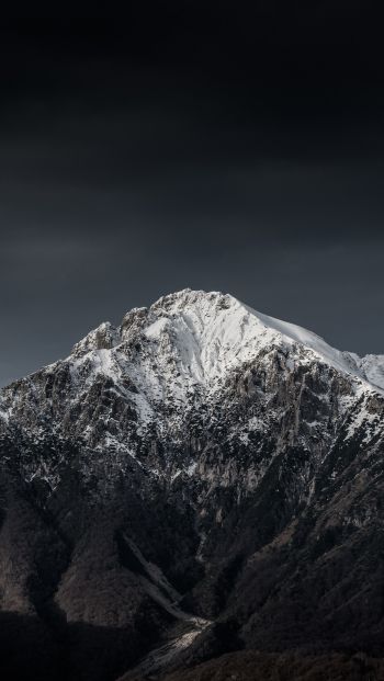 Обои 640x1136 горы, ночь, снег