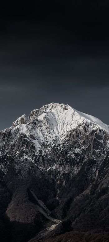 Обои 720x1600 горы, ночь, снег