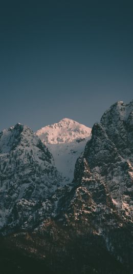 mountains, sky, snow Wallpaper 1080x2220