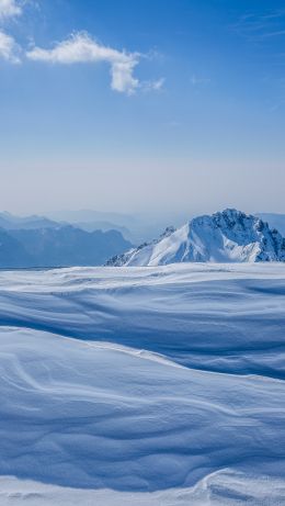 snowy mountains, sky Wallpaper 640x1136