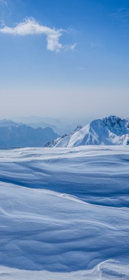 snowy mountains, sky Wallpaper 1170x2532