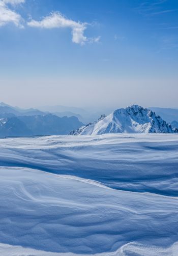 snowy mountains, sky Wallpaper 1640x2360