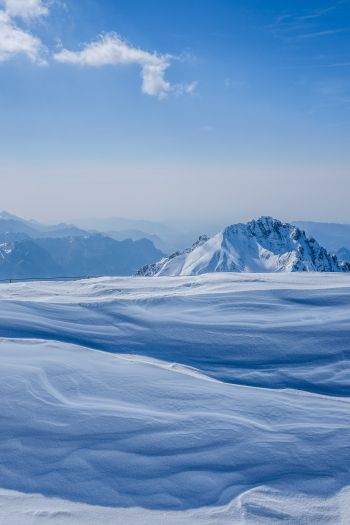 snowy mountains, sky Wallpaper 640x960
