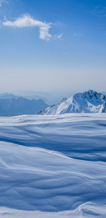 snowy mountains, sky Wallpaper 1080x2220