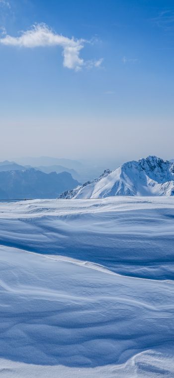 snowy mountains, sky Wallpaper 1125x2436