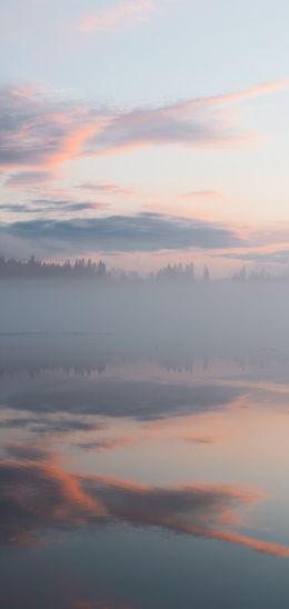 Обои 1080x2280 Финляндия, озеро, туман