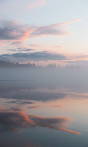 Обои 1200x2000 Финляндия, озеро, туман