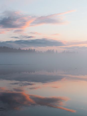 Finland, lake, fog Wallpaper 1620x2160