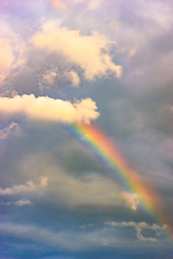 rainbow, clouds, height Wallpaper 640x960