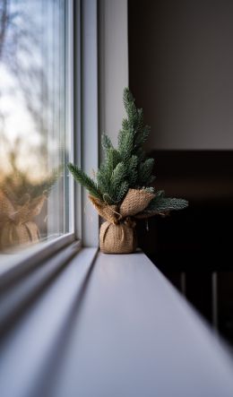 spruce, decor, window sill Wallpaper 600x1024