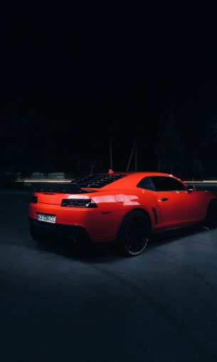 Обои 1200x2000 красный Chevrolet Camaro, спортивная машина