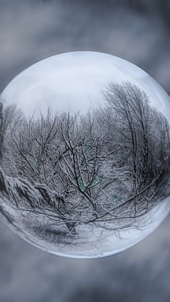 Обои 640x1136 шар, сфера, отражение
