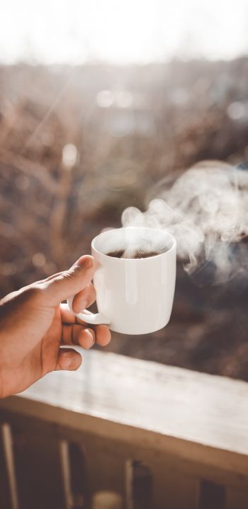 hot coffee, morning Wallpaper 1080x2220