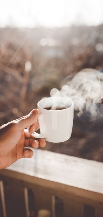 hot coffee, morning Wallpaper 1440x3040