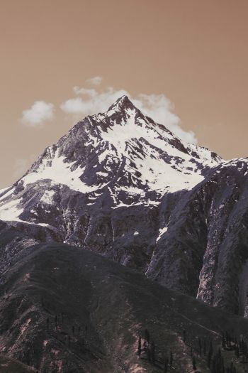 mountains, sky, height Wallpaper 640x960
