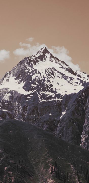 mountains, sky, height Wallpaper 1080x2220