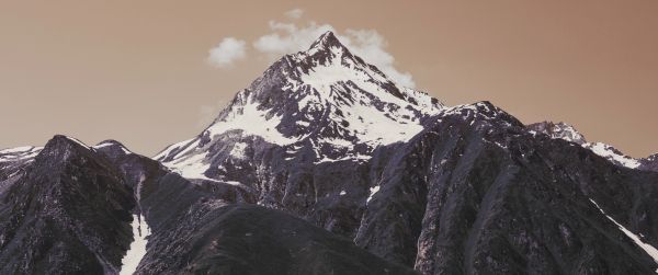 mountains, sky, height Wallpaper 3440x1440