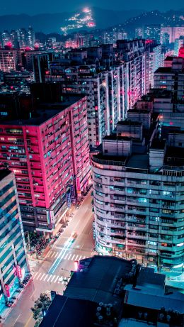 New Taipei, Taiwan, night city Wallpaper 640x1136