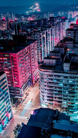 New Taipei, Taiwan, night city Wallpaper 1080x1920