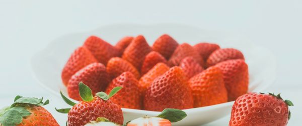 strawberry, berry, red Wallpaper 3440x1440