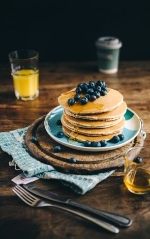 pancakes, honey, berries Wallpaper 1752x2800