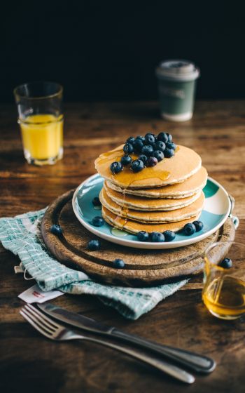 pancakes, honey, berries Wallpaper 1600x2560