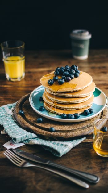 pancakes, honey, berries Wallpaper 1080x1920