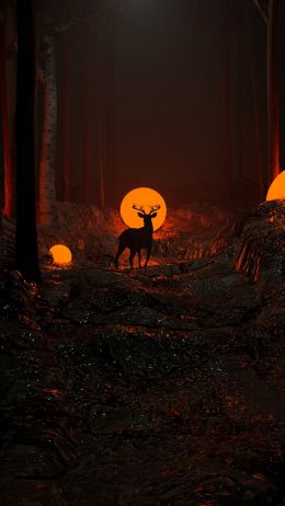 3D modeling, deer Wallpaper 750x1334