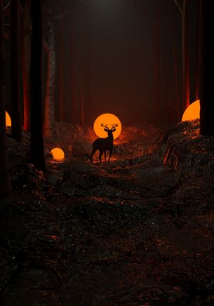 3D modeling, deer Wallpaper 1668x2388