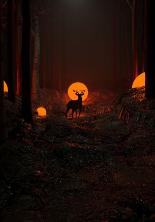 3D modeling, deer Wallpaper 1640x2360