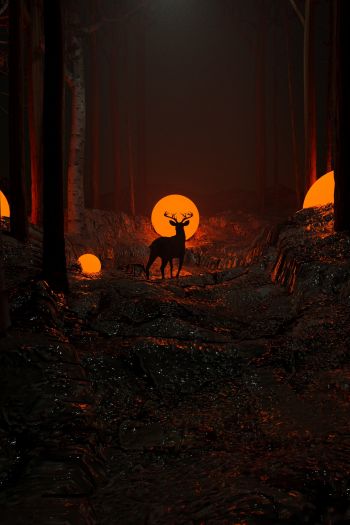3D modeling, deer Wallpaper 640x960