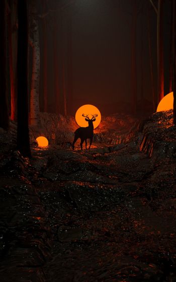3D modeling, deer Wallpaper 1200x1920