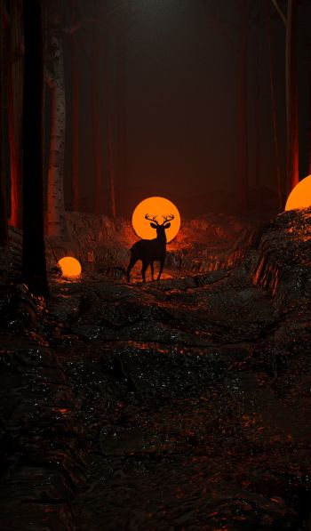 3D modeling, deer Wallpaper 600x1024