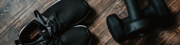 sneakers, dumbbells Wallpaper 1590x400