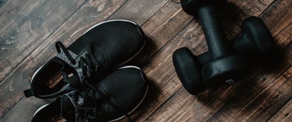 sneakers, dumbbells Wallpaper 3440x1440