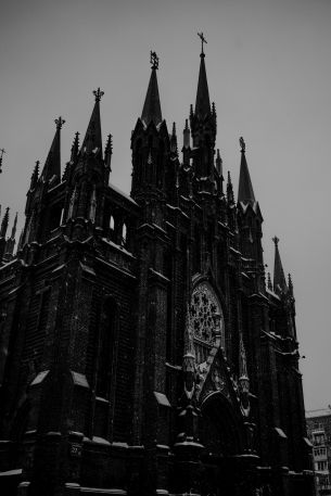 cathedral, snowfall Wallpaper 3184x4776