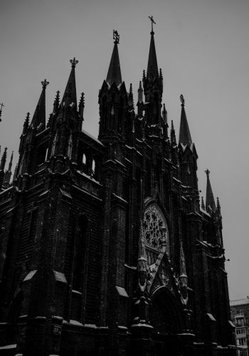 cathedral, snowfall Wallpaper 1668x2388
