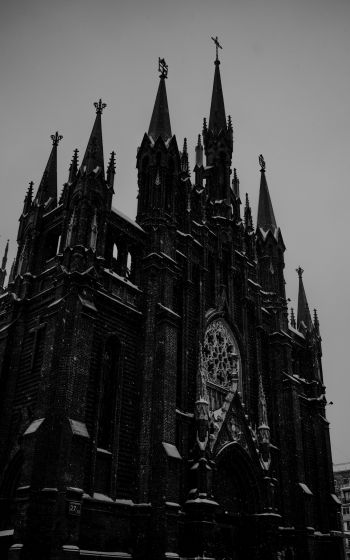 cathedral, snowfall Wallpaper 800x1280