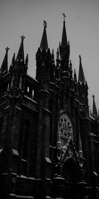 cathedral, snowfall Wallpaper 720x1440