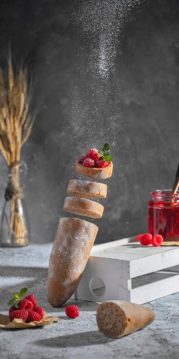 baguette, berries, breakfast Wallpaper 720x1440