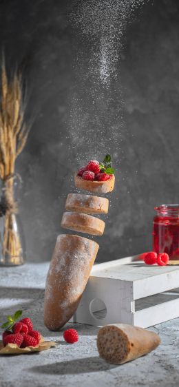 baguette, berries, breakfast Wallpaper 1242x2688