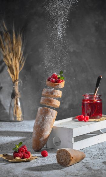 baguette, berries, breakfast Wallpaper 1200x2000