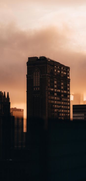 city, evening, buildings Wallpaper 1080x2280