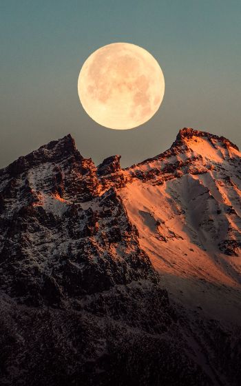 Iceland, moon, mountains Wallpaper 1200x1920